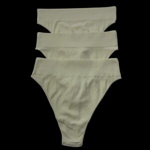 SKIMS Stretch Rib Thongs NEW Lot of 3 Bone L/XL